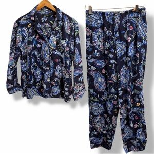 Lauren Ralph Lauren Women's Paisley Pajama Set - Navy and Multicolor